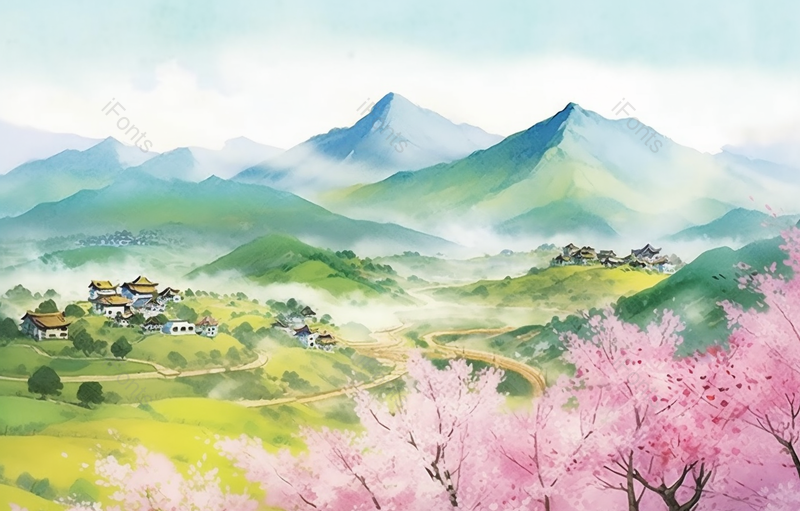 江南的春天水墨画,插画/手绘图,插画/手绘图库,插画/手绘图下载,插画/手绘